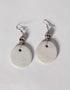 Blue Pottery Gucha Neckalce With One Bead Earring - Colour White Base With Black Flowers